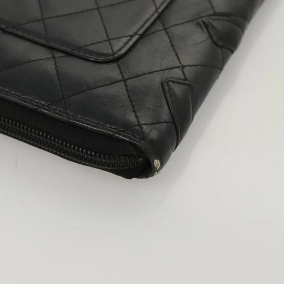 CHANEL Cambon Line Long Wallet Leather Black CC Auth - Picture 11 of 16